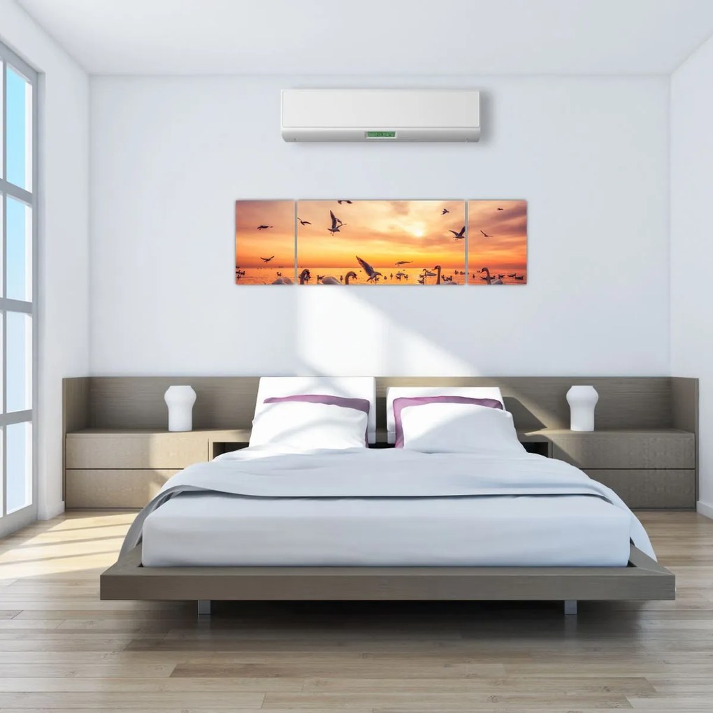 Obraz - Łabędzie (170x50 cm)