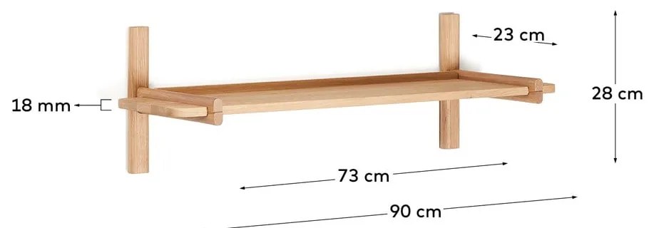 Modułowy system półek z litego drewna dębowego 90x28 cm Sitra – Kave Home