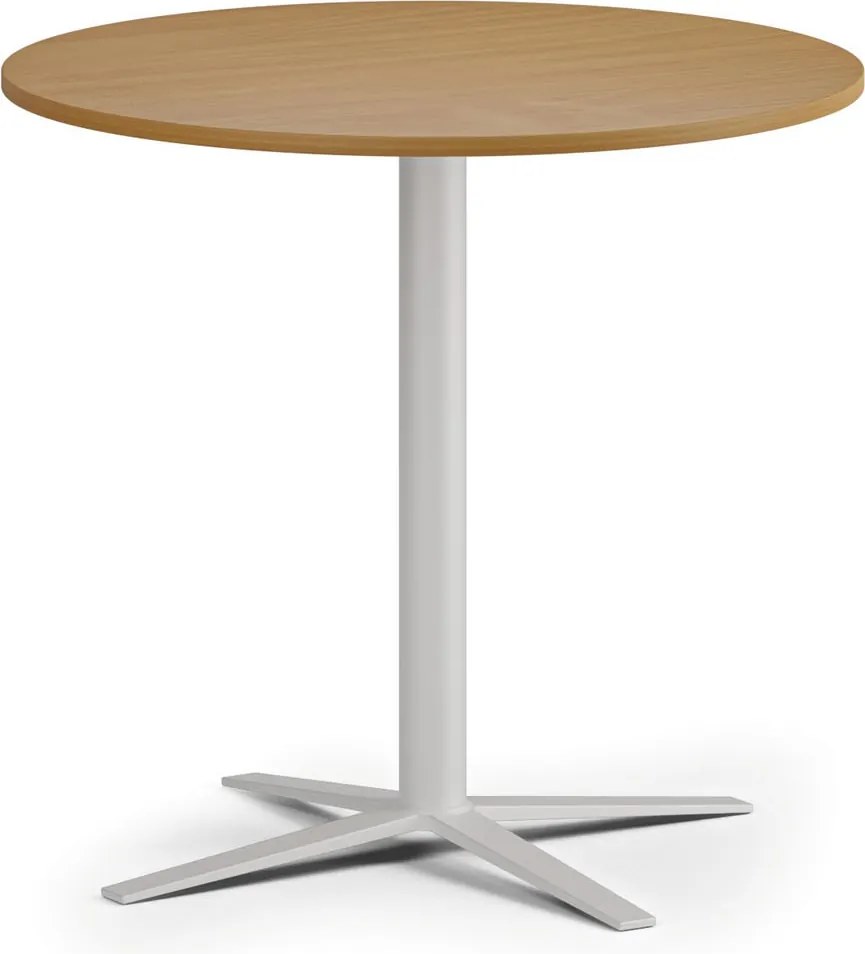 Stolik kawowy AURA, średnica 60 cm, biała podstawa, buk