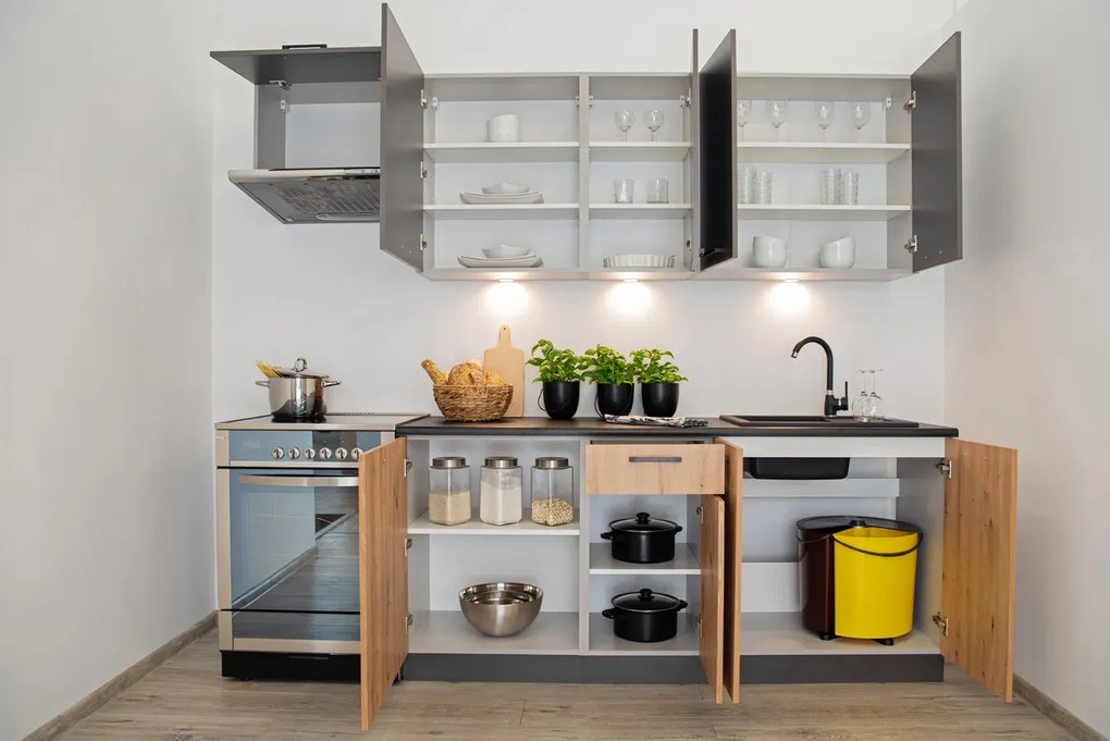 Narożna szafka kuchenna z podwójnymi drzwiczkami dąb artisan 90 cm G4-E58