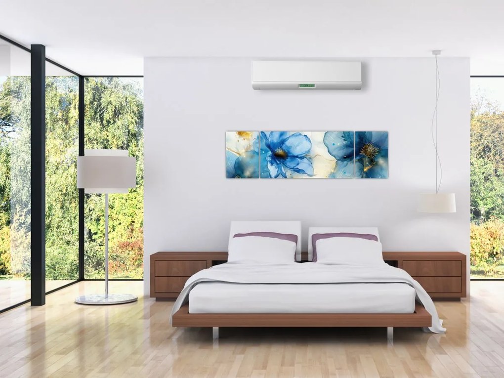 Obraz - Kwiatowy, malowany tuszem (170x50 cm)