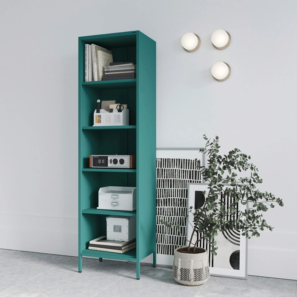 Regał na książki MARIO, 500 x 1800 x 350 mm, Modern: morski