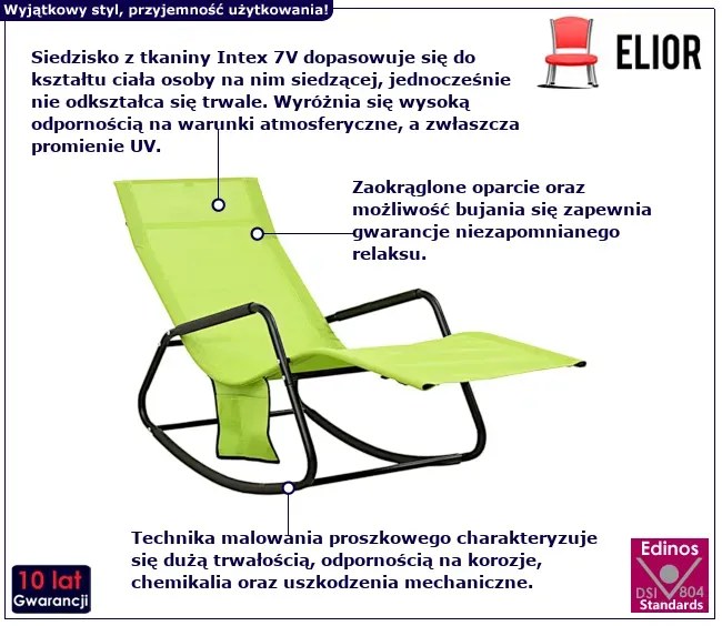 Jasnozielony leżak ogrodowy bujany - Safran