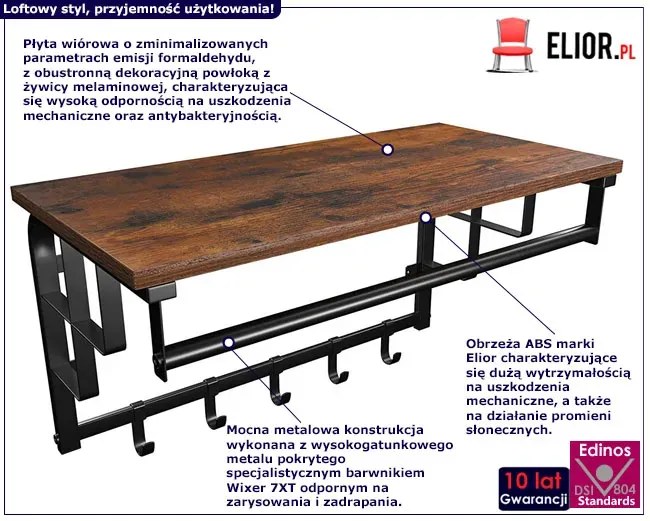 Półka Z Wieszakami Do Przedpokoju T2-F89