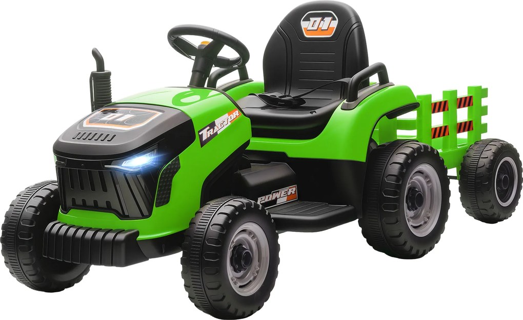 AIYAPLAY Elektryczny Traktor Dla Dzieci, Na Baterie z Pilotem Zdalnego Sterowania, Powolny Start, Dla Dzieci W Wieku 3-8 Lat, Zielony
