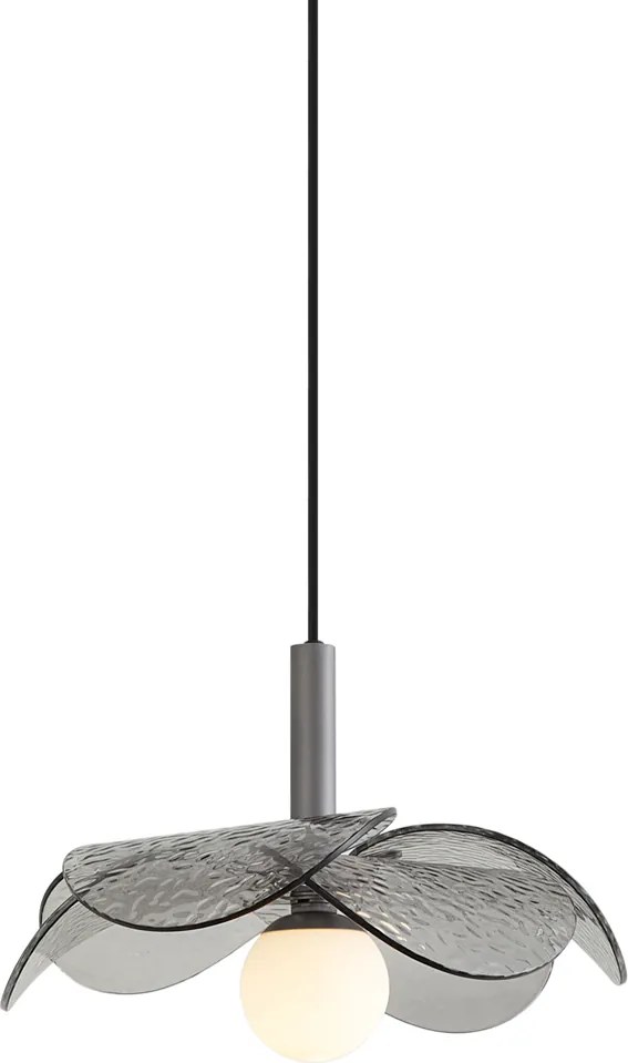 Designerska lampa wisząca srebrna z przydymionym szkłem - Kemner