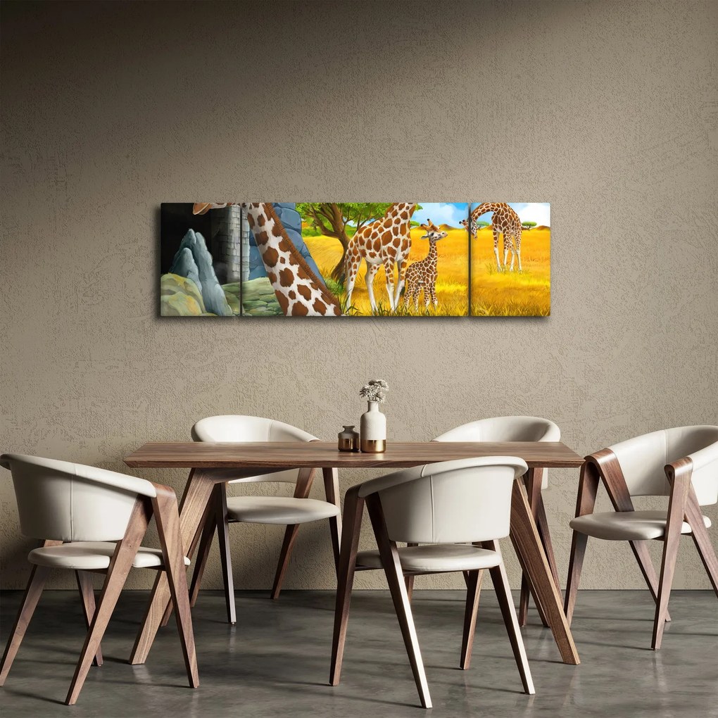 Obraz - Rodzina żyraf (170x50 cm)