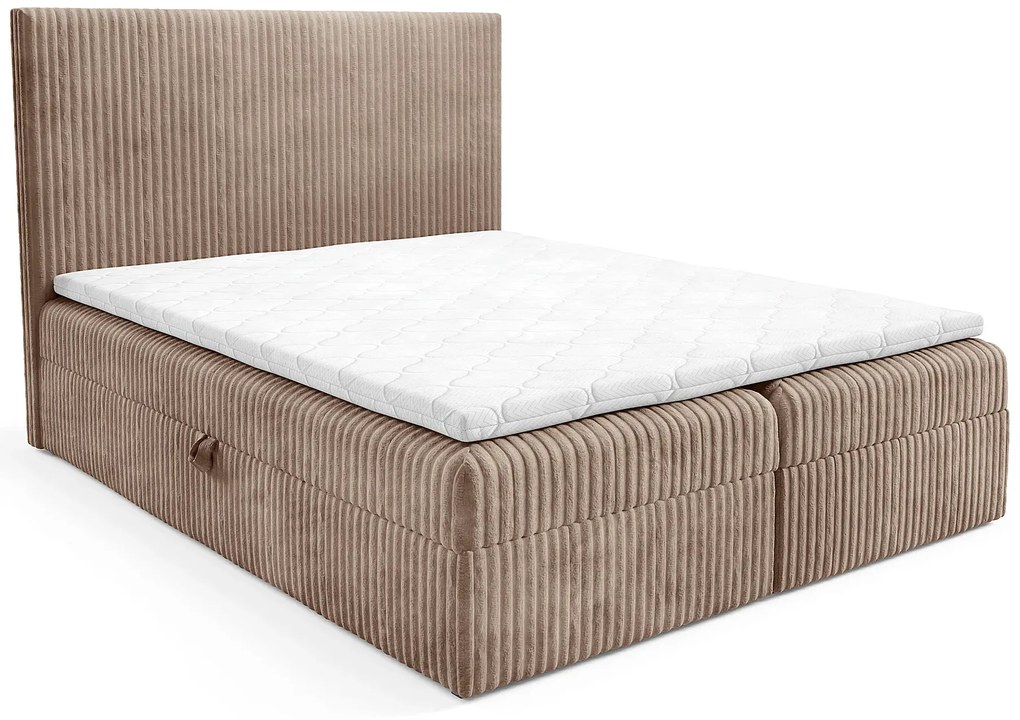 Beżowe sztruksowa łóżko kontynentalne 5 rozmiarów S8-F42