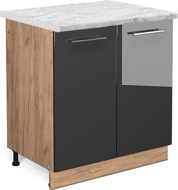 Szafka pod zlew antracyt wysoki połysk 80x60x82 fame-line