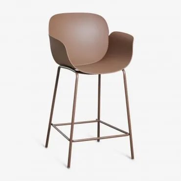 Pack 4 Wysokich Stołków Z Polipropylenu I Stali Lynette Marrón Caramelo & ↑65 Cm - Sklum