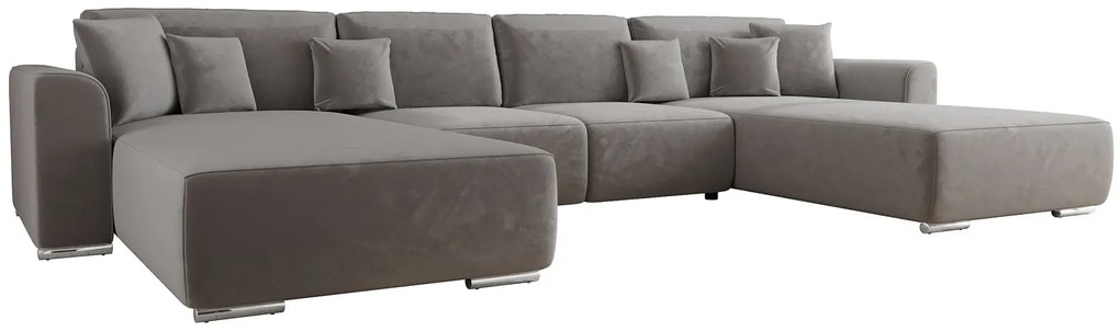 Szary rozkładany narożnik U z pojemnikiem T0-H80