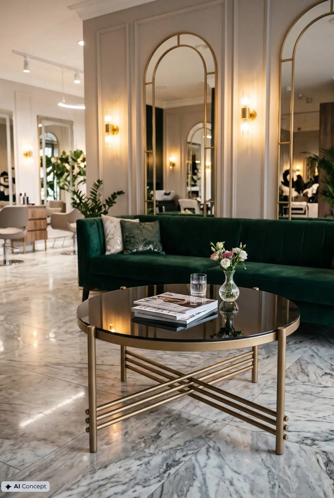 Okrągła Złota Ława W Stylu Glamour E8-D68