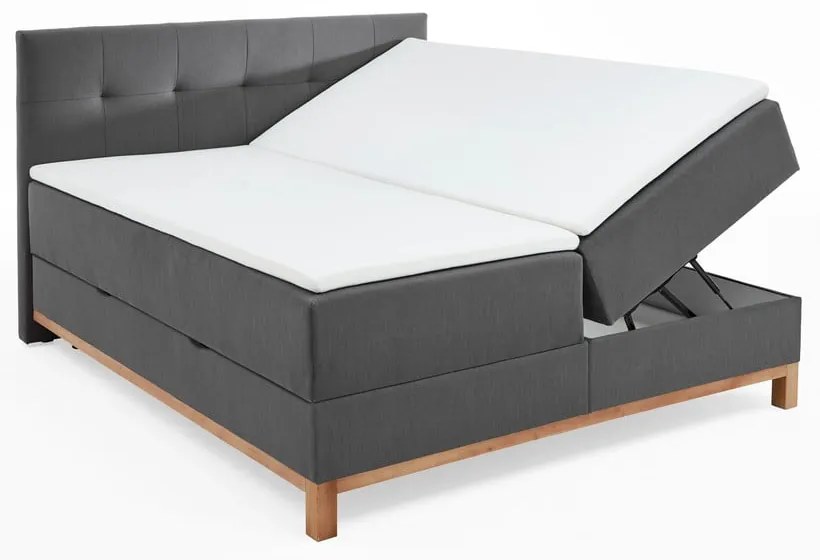 Ciemnoszare łóżko boxspring ze schowkiem 160x200 cm Catania − Meise Möbel