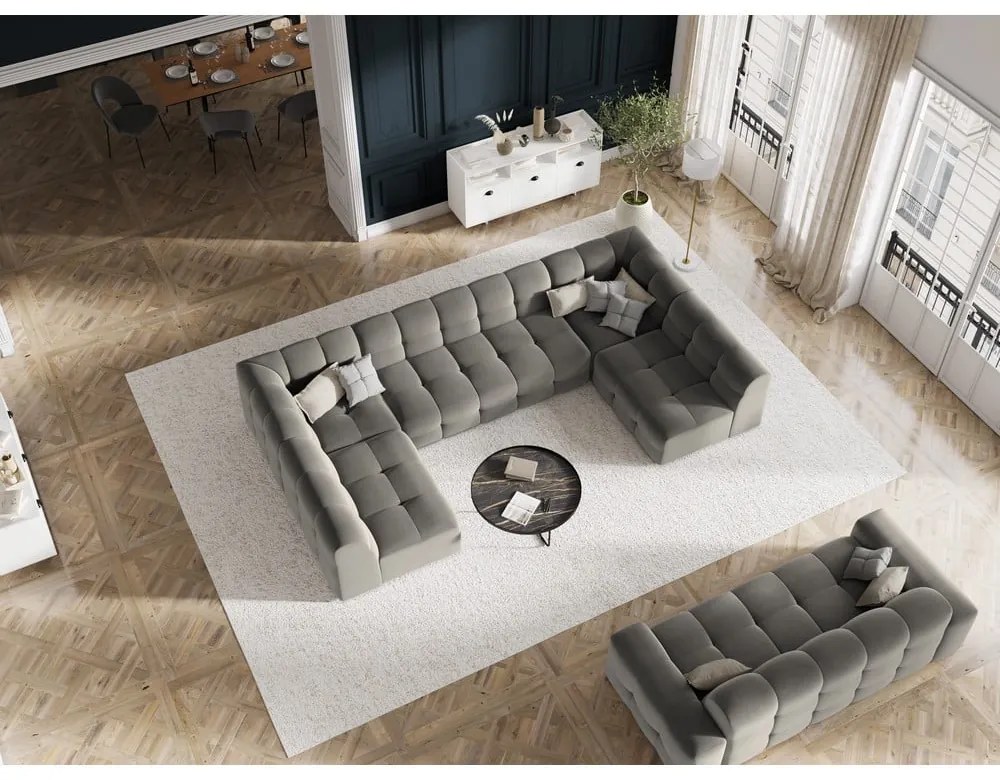 Szara aksamitna sofa 222 cm Kendal – Micadoni Home