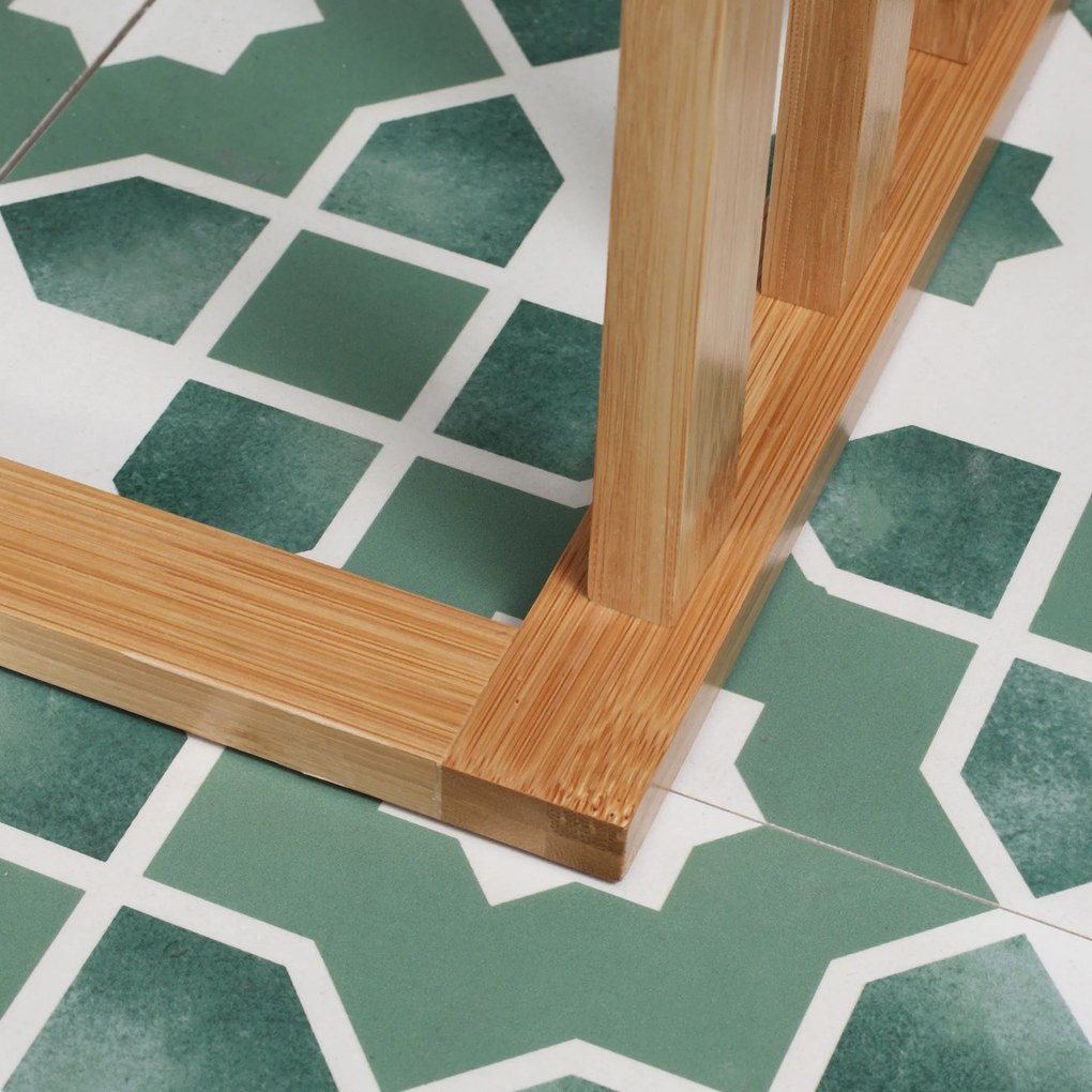 Wieszak na Ręczniki HOMCOM z Bambusa, 3-poziomowy, 3 Drążki, 48 x 25,8 x 94 cm, Naturalny + Biały