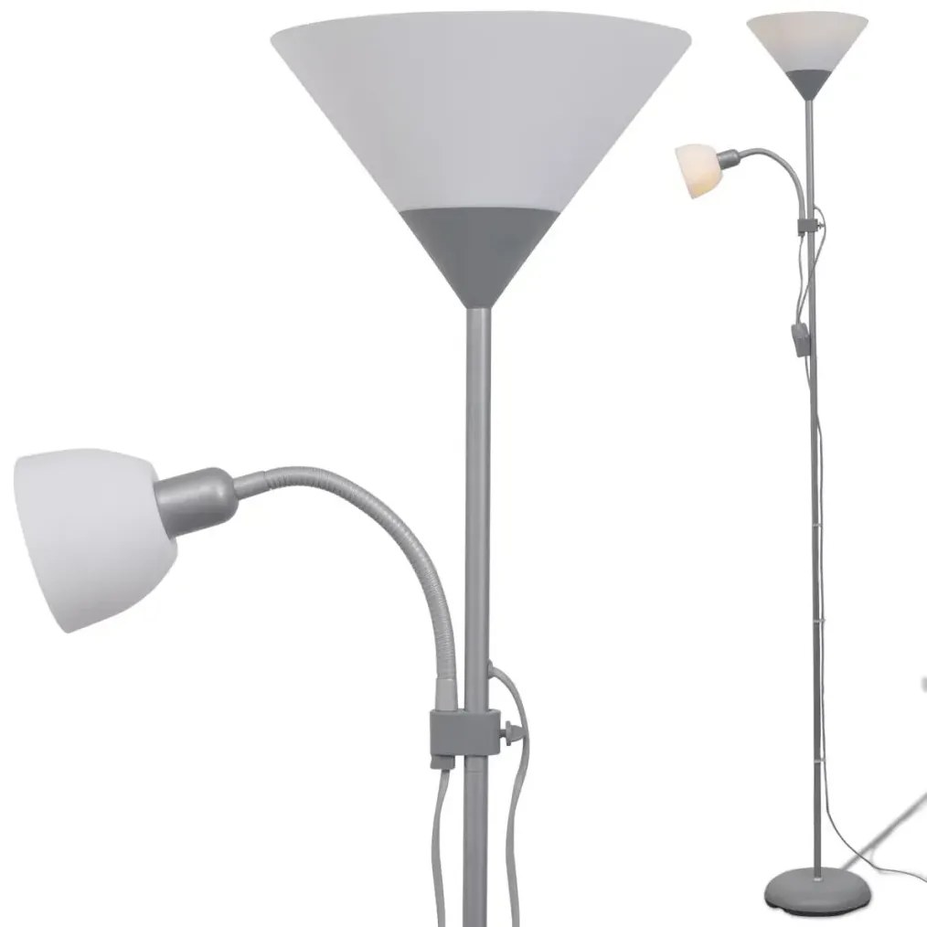 Szara lampa podłogowa dwupunktowa - 5X EX06 K7-G57
