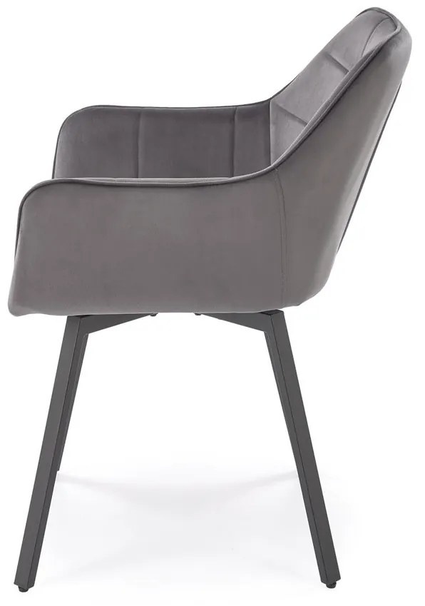 Krzesło do jadalni obrotowe z podłokietnikami popiel welurowe K588