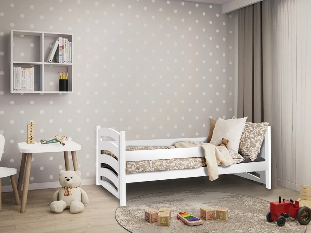 Łóżko dziecięce MELA 80 x 160 cm, białe Stelaż: Bez stelaża, Materac: Materac EASYSOFT 8 cm