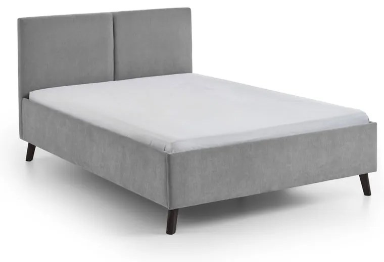 Szare tapicerowane łóżko dwuosobowe ze stelażem 140x200 cm Piano – Meise Möbel
