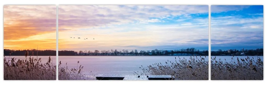 Obraz - Zamarznięte jezioro, Ełk, Mazury, Polska (170x50 cm)