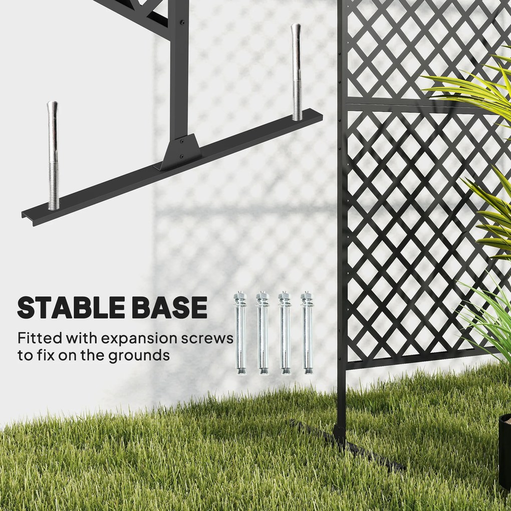 Outsunny Metalowy ekran ogrodowy wolnostojąca przegroda na taras werandę i ogród czarna stal | Aosom PL