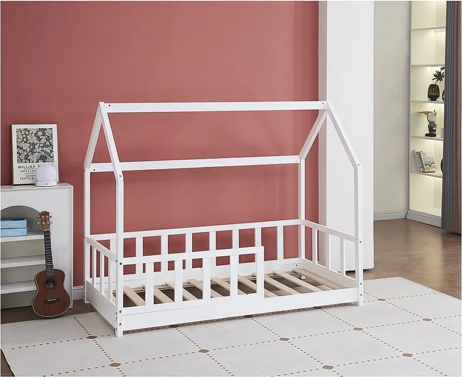 Drewniane lózko kabinowe "Charlotte" - Biale - 80 x 160 cm