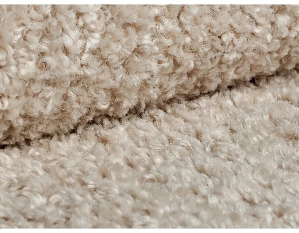 Jasnobrązowy puf z materiału bouclé Dia – Micadoni