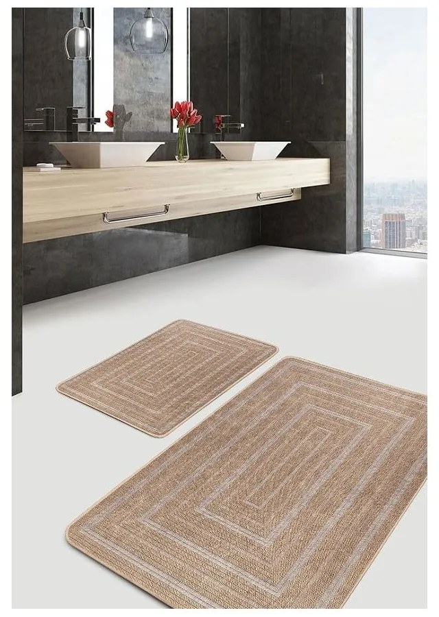 Brązowe dywaniki łazienkowe zestaw 2 szt. 60x100 cm – Mila Home