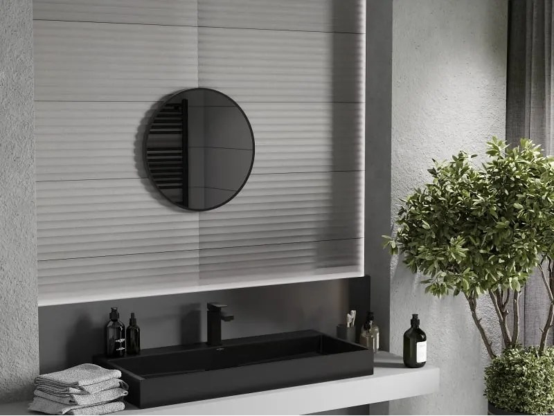 Mexen Loft lustro łazienkowe okragłe 35 cm, rama czarna - 9850-035-035-000-70