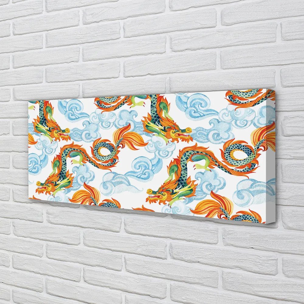 Obraz drukowany na płótnie Japońskie Kolorowe Smoki