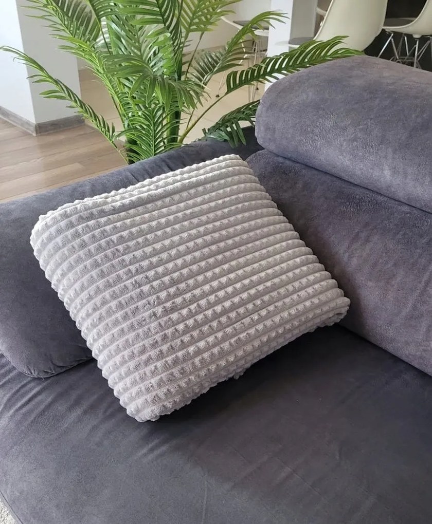 Koc w Kostkę 200x220cm Miękki szary na łóżko Przytulny do Salonu i Sypialni