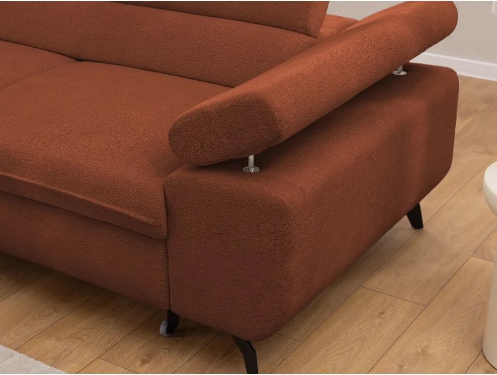 Narożnik z tkaniny szenilowej w kolorze terakoty (lewostronny/w kształcie litery L) Marbeya – Ropez