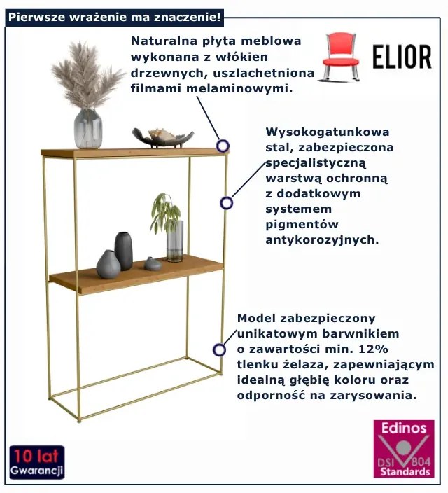 Klasyczna konsola pod lustro dąb lancelot + złoty  P9-T69
