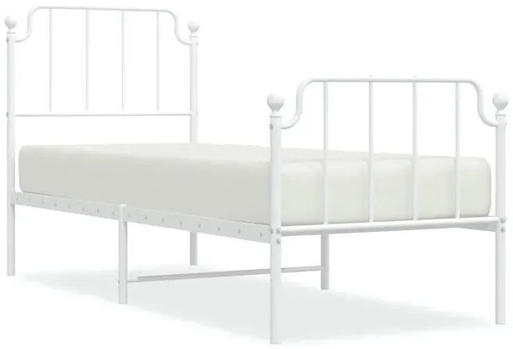 Białe metalowe łóżko jednoosobowe 90x200 cm - Barold
