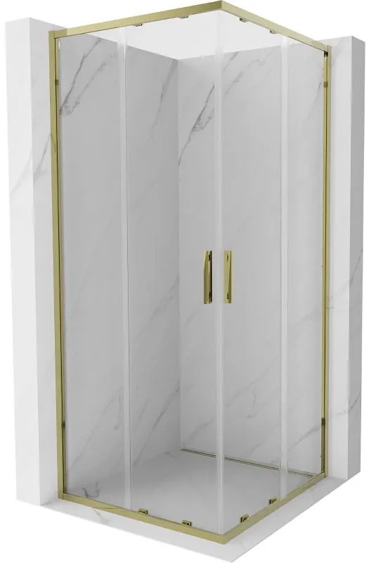 Mexen Exo kabina prysznicowa kwadratowa rozsuwana 70 x 70 cm, transparent, złota - 8111-070-070-50-00