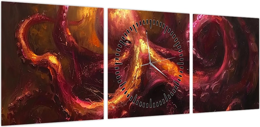 Obraz - Ośmiornica, obraz olejny (z zegarem) (90x30 cm)