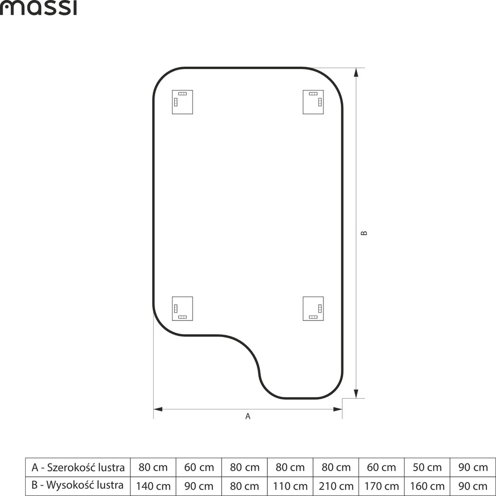 Lustro o nieregularnym kształcie oszlifowane z podświetleniem LED BLOOM Round | Różne rozmiary | Różne kolory : Kolor tafli szkła - Brąz, Rozmiar - 60x170 cm