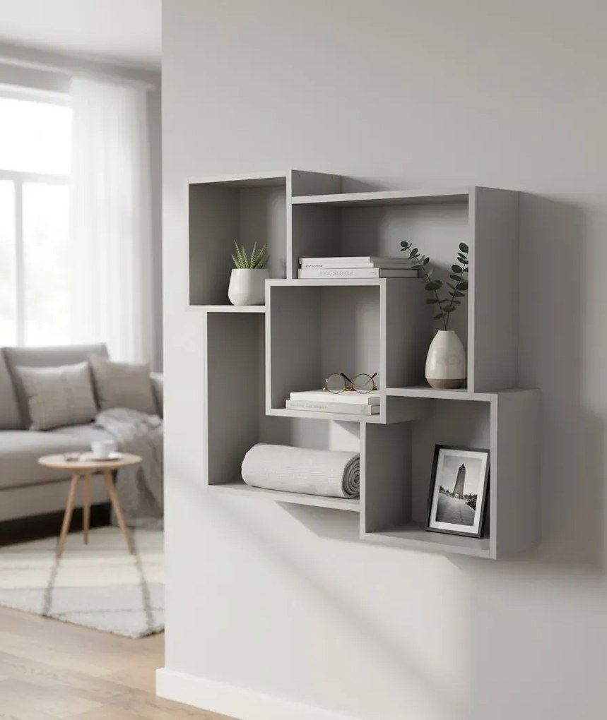 Minimalistyczna półka wisząca w kolorze orzech F3-T09