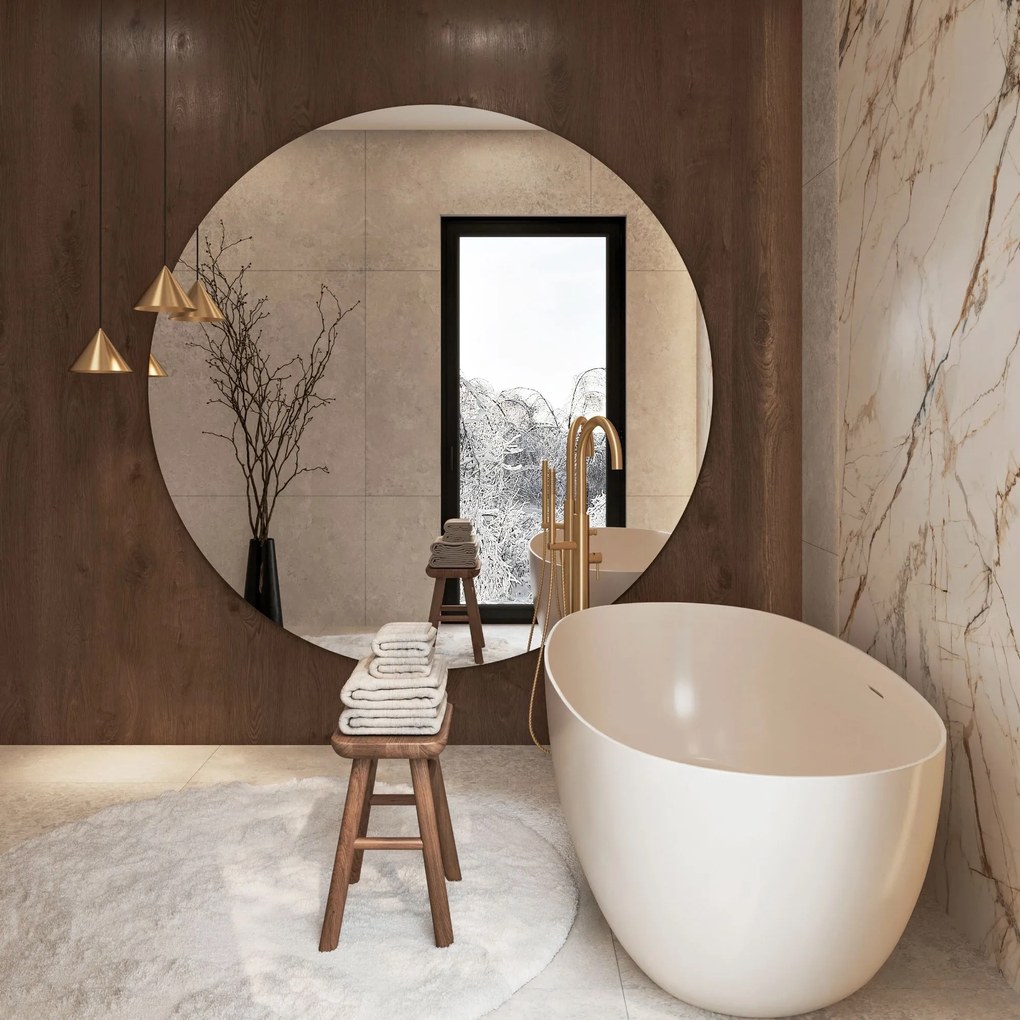 Lustro okrągłe wiszące bezramowe oszlifowane bez oświetlenia MOON XXL | Różne rozmiary | Różne kolory szkła : Kolor tafli szkła - Srebrny, Średnica - 200 cm