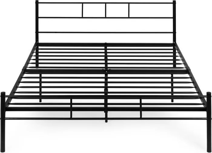 Czarne łóżko metalowe, dwuosobowe Kingsley 65A, 140x200 cm