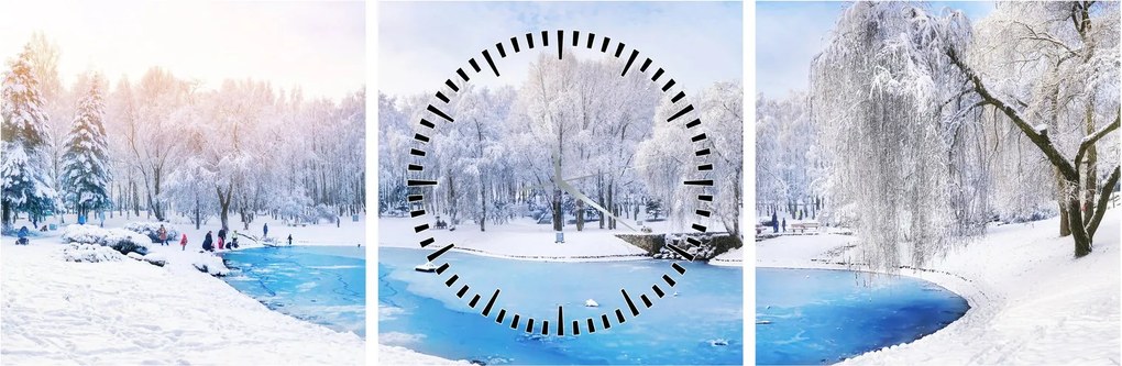Obraz - Lodowe jezioro (z zegarem) (90x30 cm)