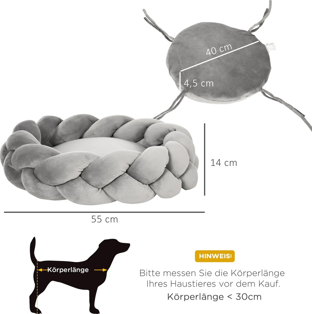 PawHut Łóżko dla psa okrągła poduszka sofa dla zwierząt domowych dla mini psów aksamit | Aosom PL