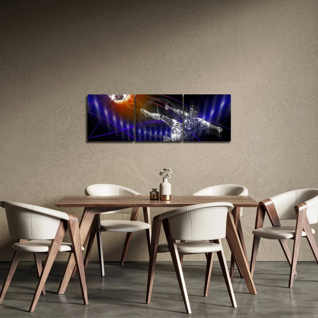 Obraz skaczącego piłkarza (z zegarem) (90x30 cm)