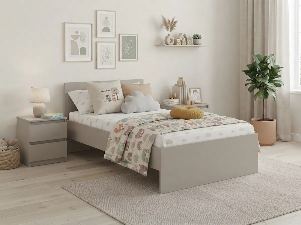 Łóżko ELISA 90 x 200 cm, kaszmirowy beż Stelaż: Ze stelażem listwowym rolowanym, Materac: Materac Coco Maxi 20 cm