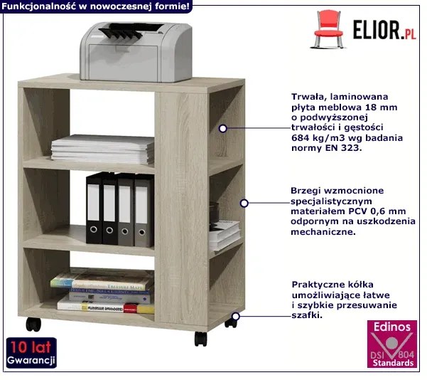 Półka na drukarkę na kółkach dąb sonoma Almeri