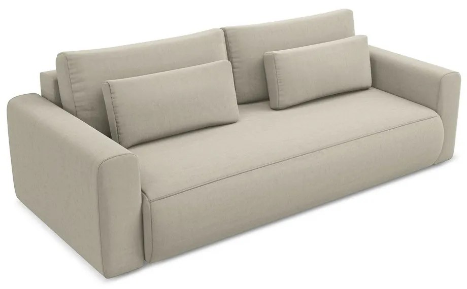 Beżowa aksamitna rozkładana/ze schowkiem sofa 238 cm Kapua – Makamii