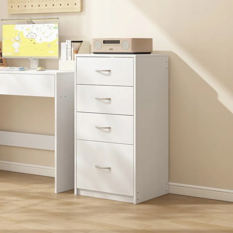 Nowoczesna półka z 4 szufladami w stylu loftowym, biała komoda, duża szafka biurowa 85 cm