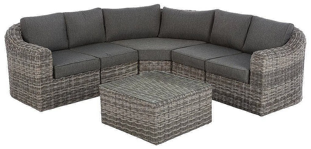 Rattanowy zestaw modułowy BORNEO LUXURY dla 6 osób (szary)