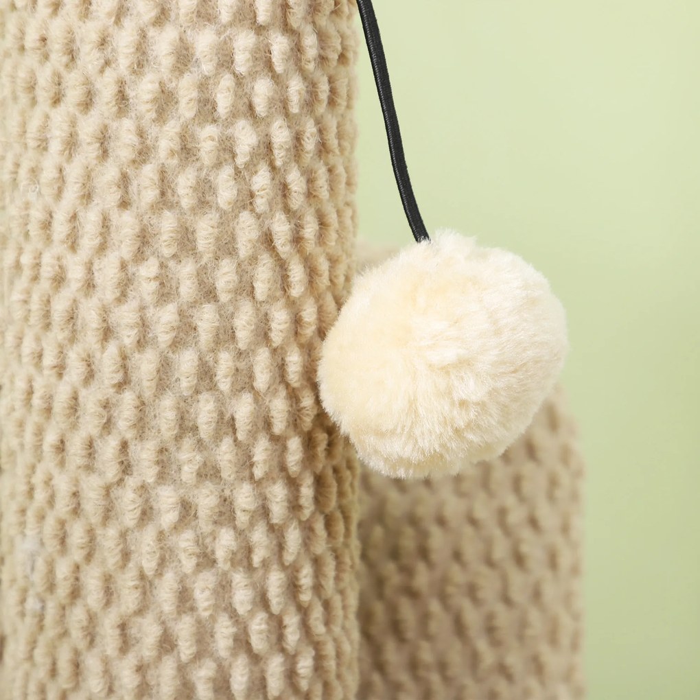 PawHut Drapak z deską do drapania, piłką do zabawy, strukturą z nopami/sizalem, 54 cm, Jasnobrązowy