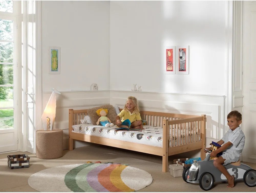 Łóżko dziecięce z litego drewna bukowego ze stelażem 90x200 cm w naturalnym kolorze Forrest – Vipack